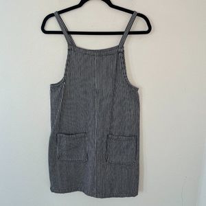 Roxy Blue White Striped Spaghetti Strap Mini Dress Front Pockets Size Small